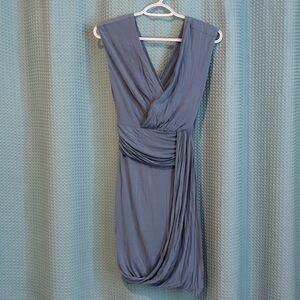 GUC Sz S French blue knit jersey draped, v neck mini 👗